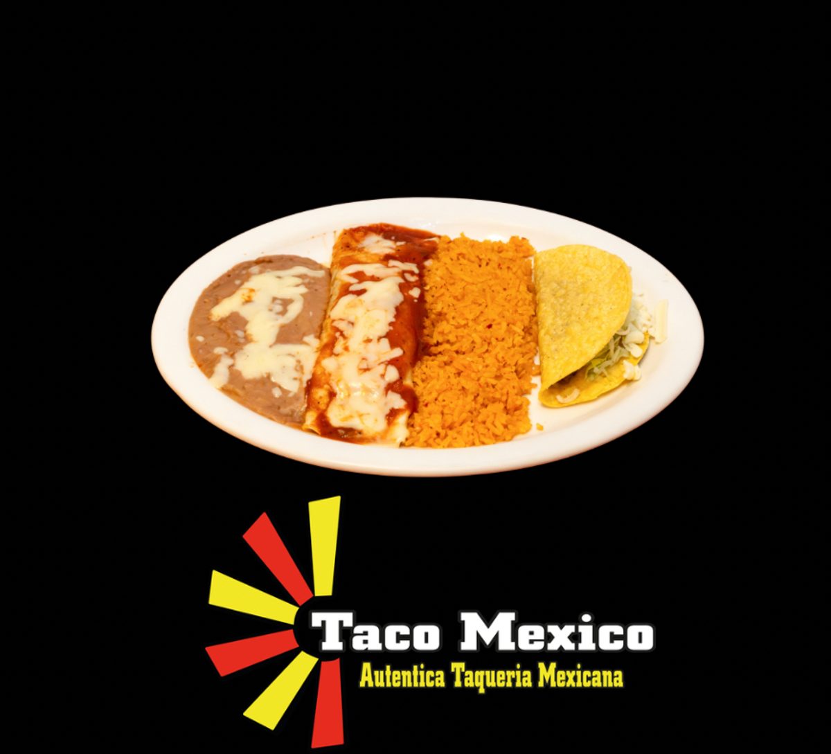 Sp #6 Enchilada, Rice, Beans & Taco