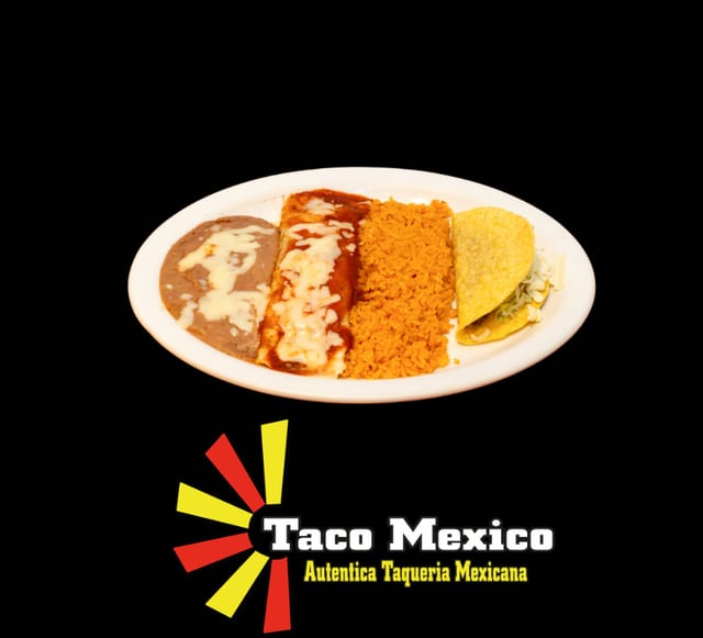 Sp #6 Enchilada, Rice, Beans & Taco.