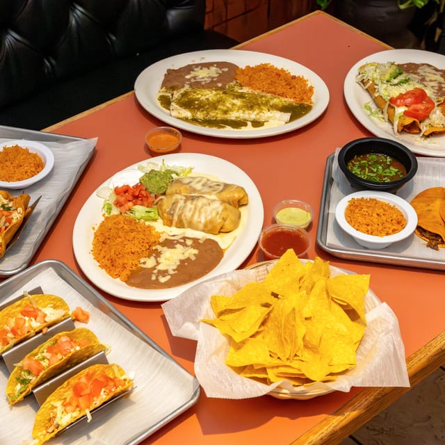 Burrito, Enchilada, Rice & Beans.